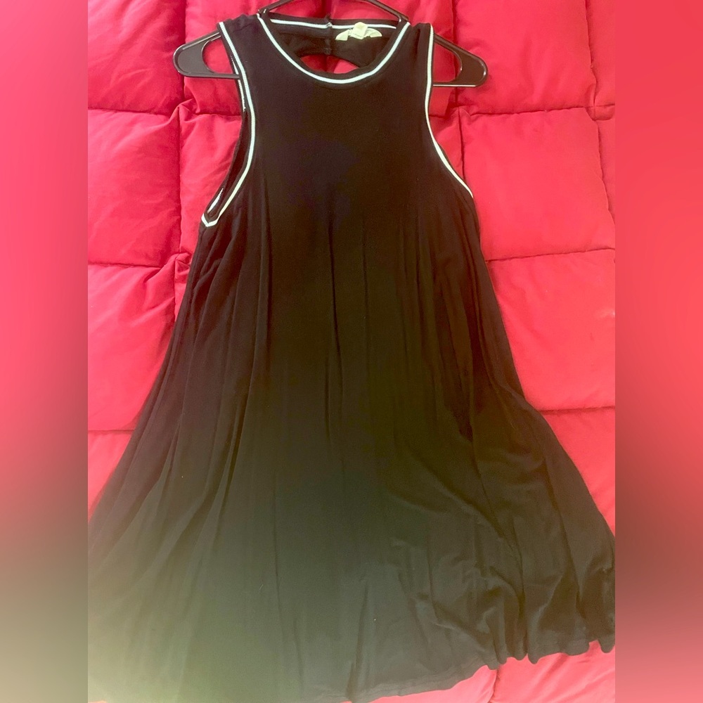 Black sleeveless cotton dress with cut out in back